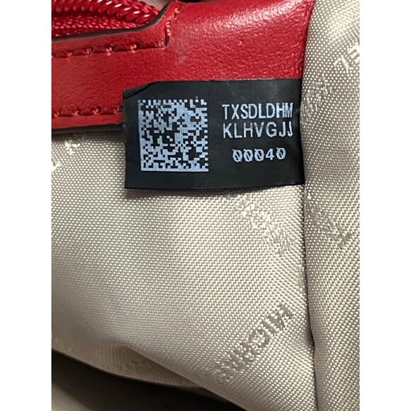 Michael Kors Sadie Large Cherry Red Leather Satchel Bag Silver Chain Hardware - Picture 5 of 16